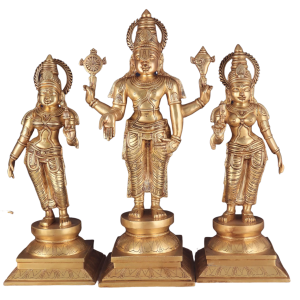 Pure Brass Large Tirupati Balaji Set with Bhudevi & Sridevi | 25" Temple Trio | 40kg Handcrafted Masterpiece | Sacred Venkateshwara Murti | Jaipurio